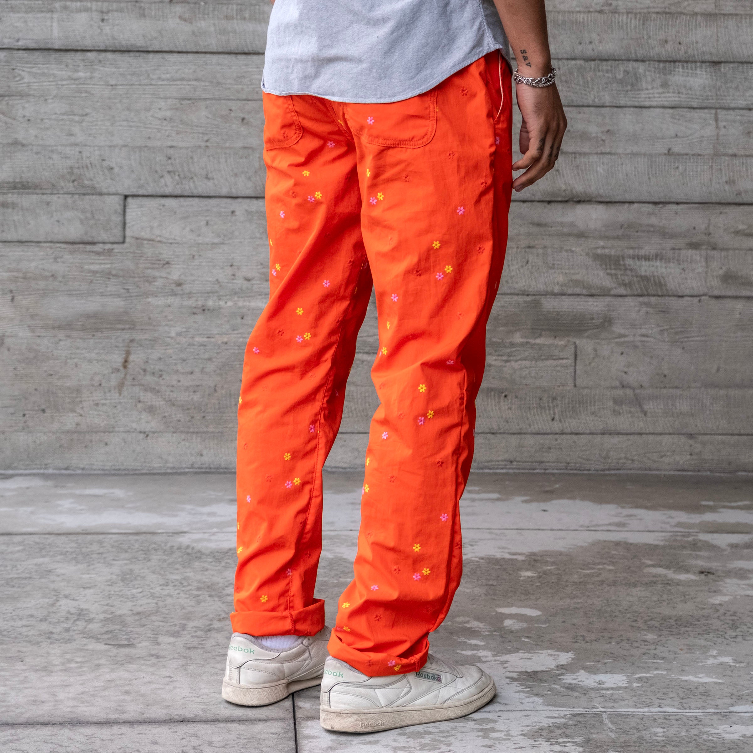 Laidback Pant Orange Poppies Cotton Poplin