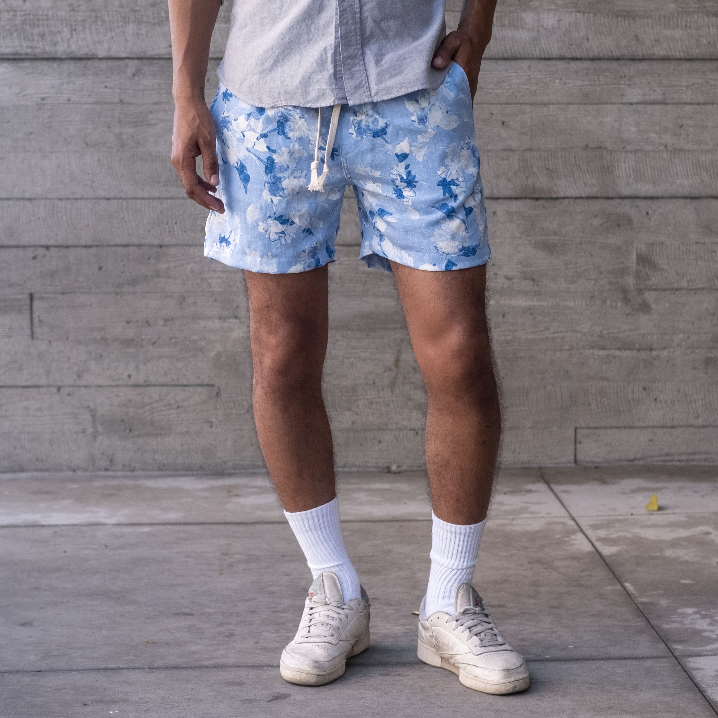 Laidback Short Blue Hawaii Japanese Linen