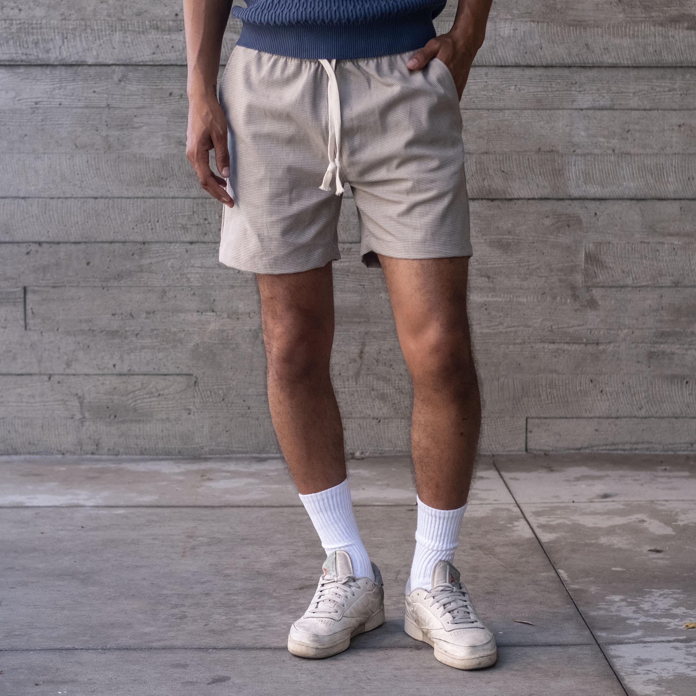 Laidback Short Wheat Microhoundstooth Tech Wool