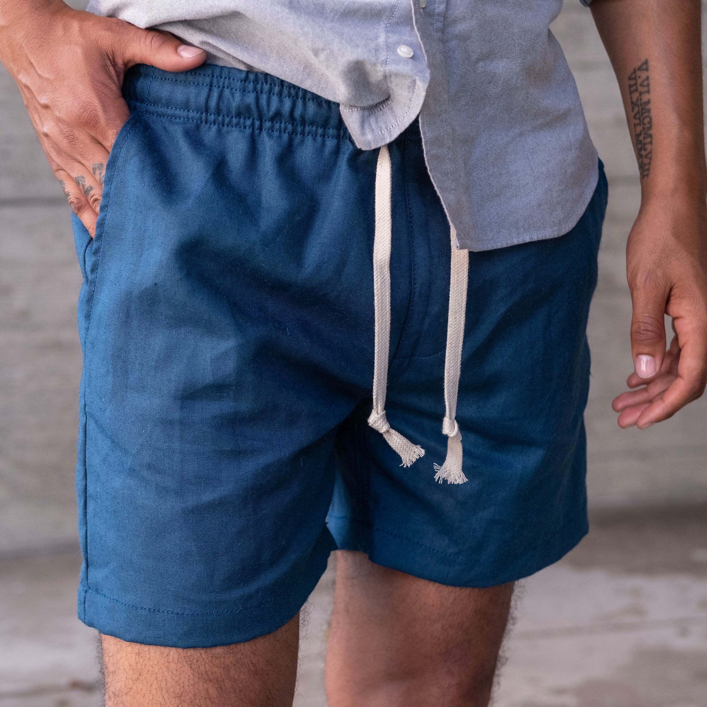 Laidback Short French Blue Albini Linen