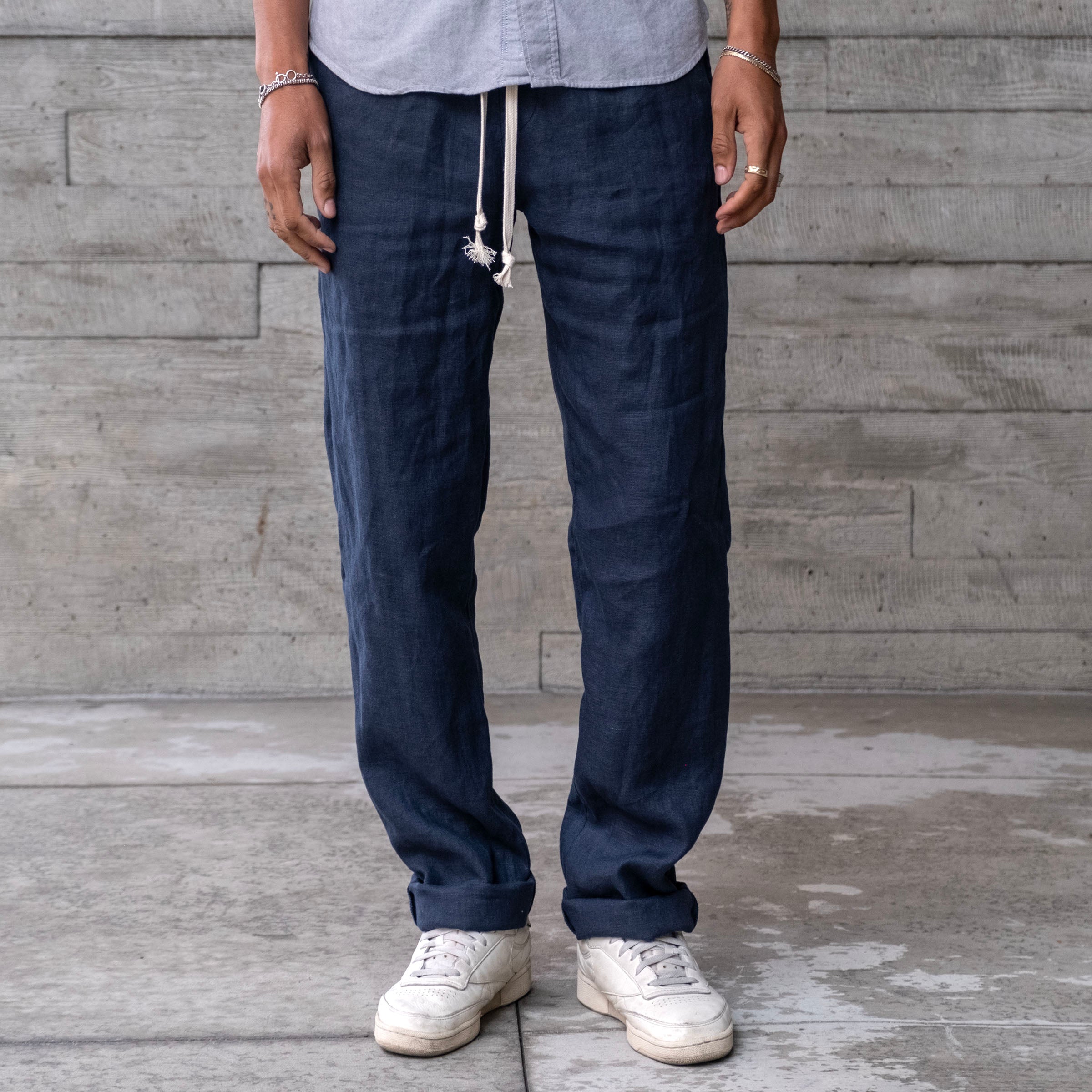 Laidback Pant Albini Navy Linen