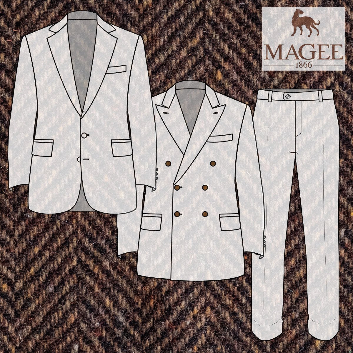 Custom Suits & Sportcoats Magee 18oz Chestnut Embers Tweed