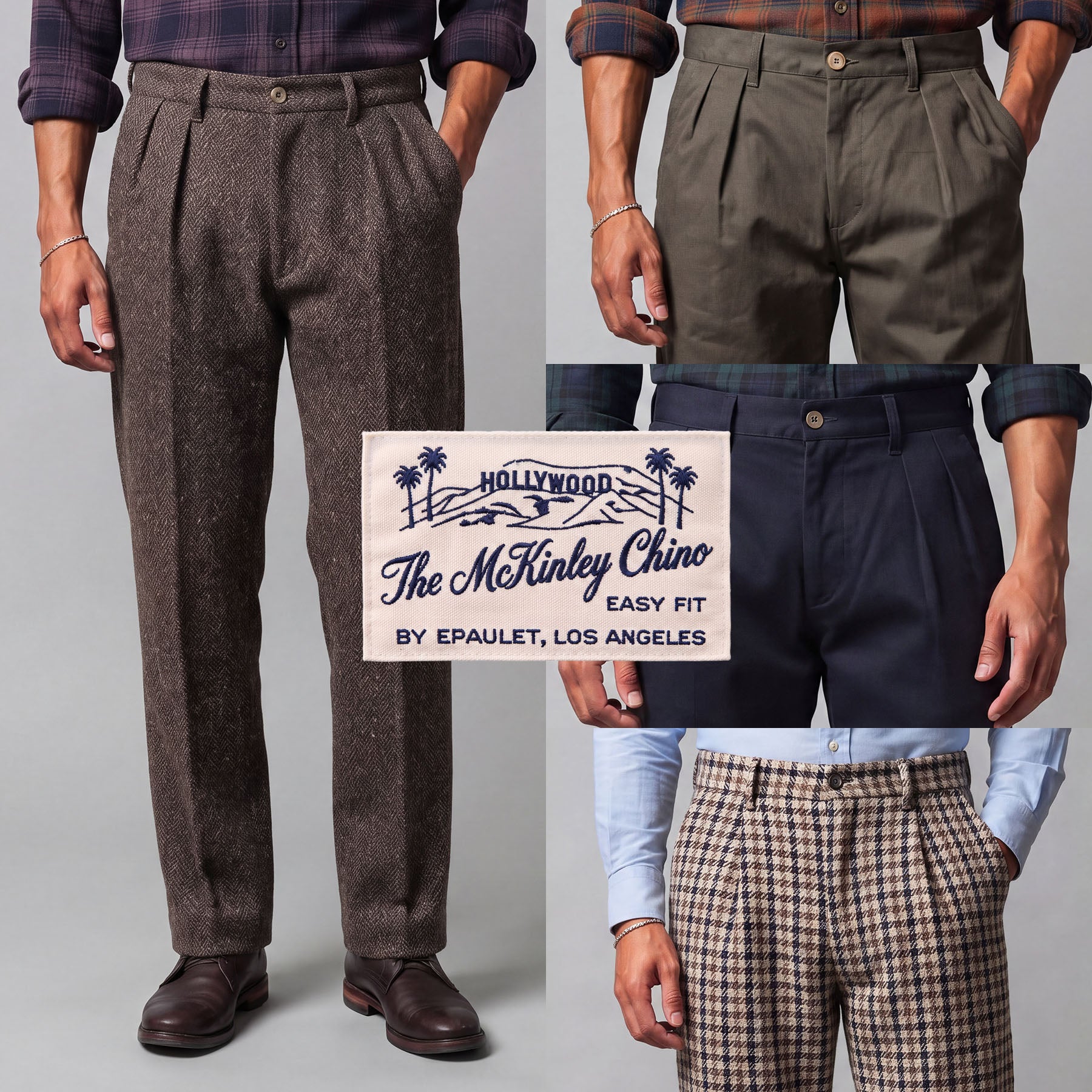 McKinley Pleated Easy Fit Chinos in Tweeds & Cottons