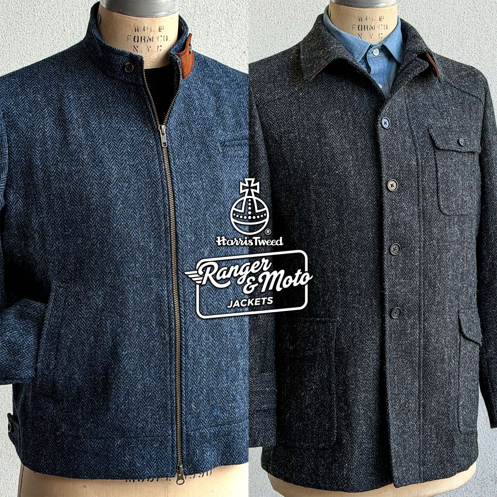 Custom Ranger & Moto Jackets in Harris Tweed & Flecked Herringbone