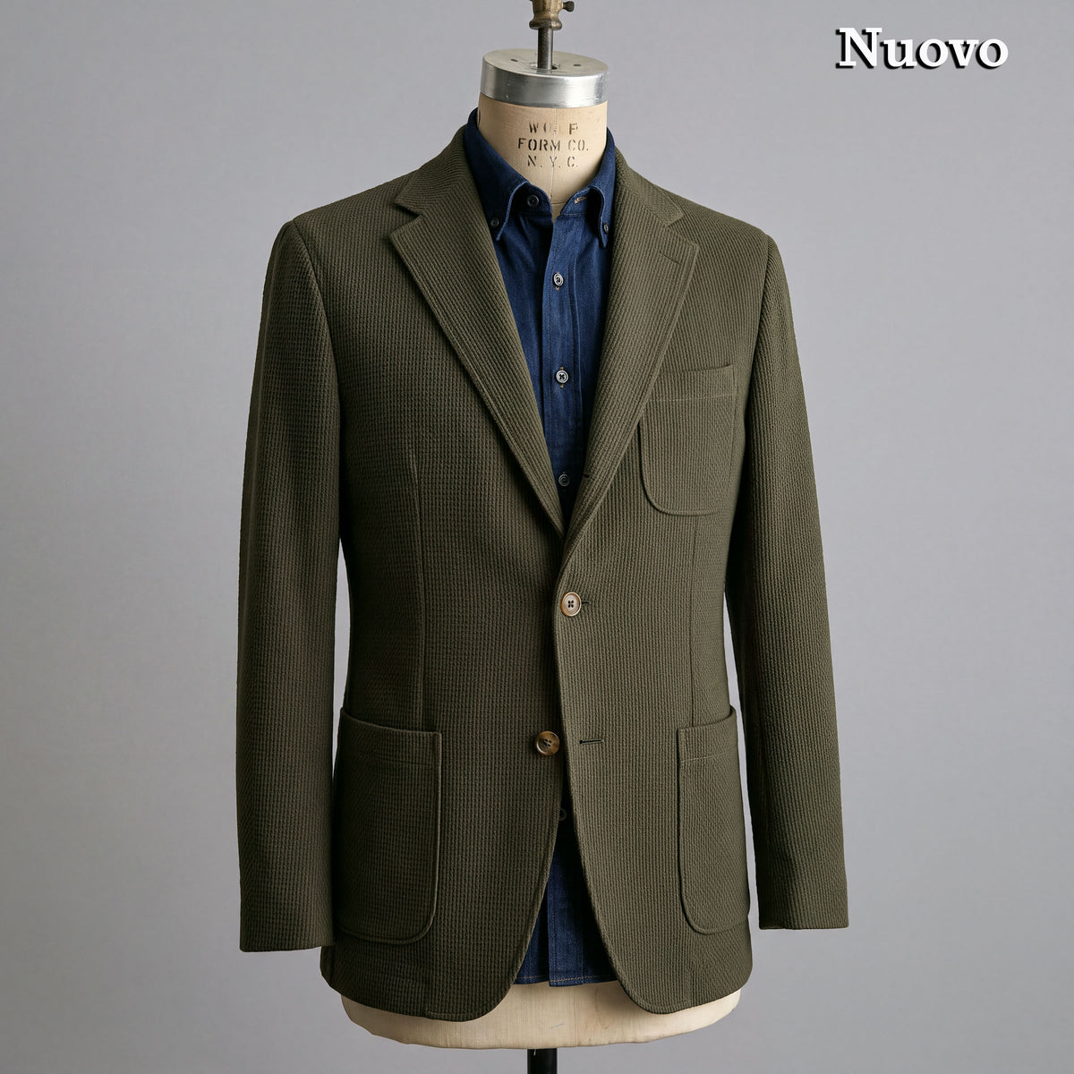 Custom Suits & Sportcoats in Japanese Olive Moss Sashiko