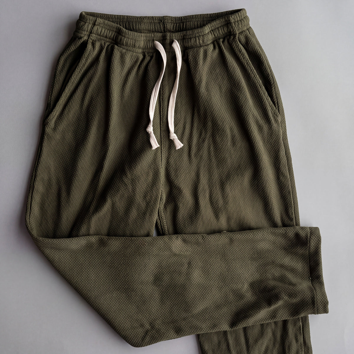 Custom Trousers in Japanese Olive Moss Sashiko