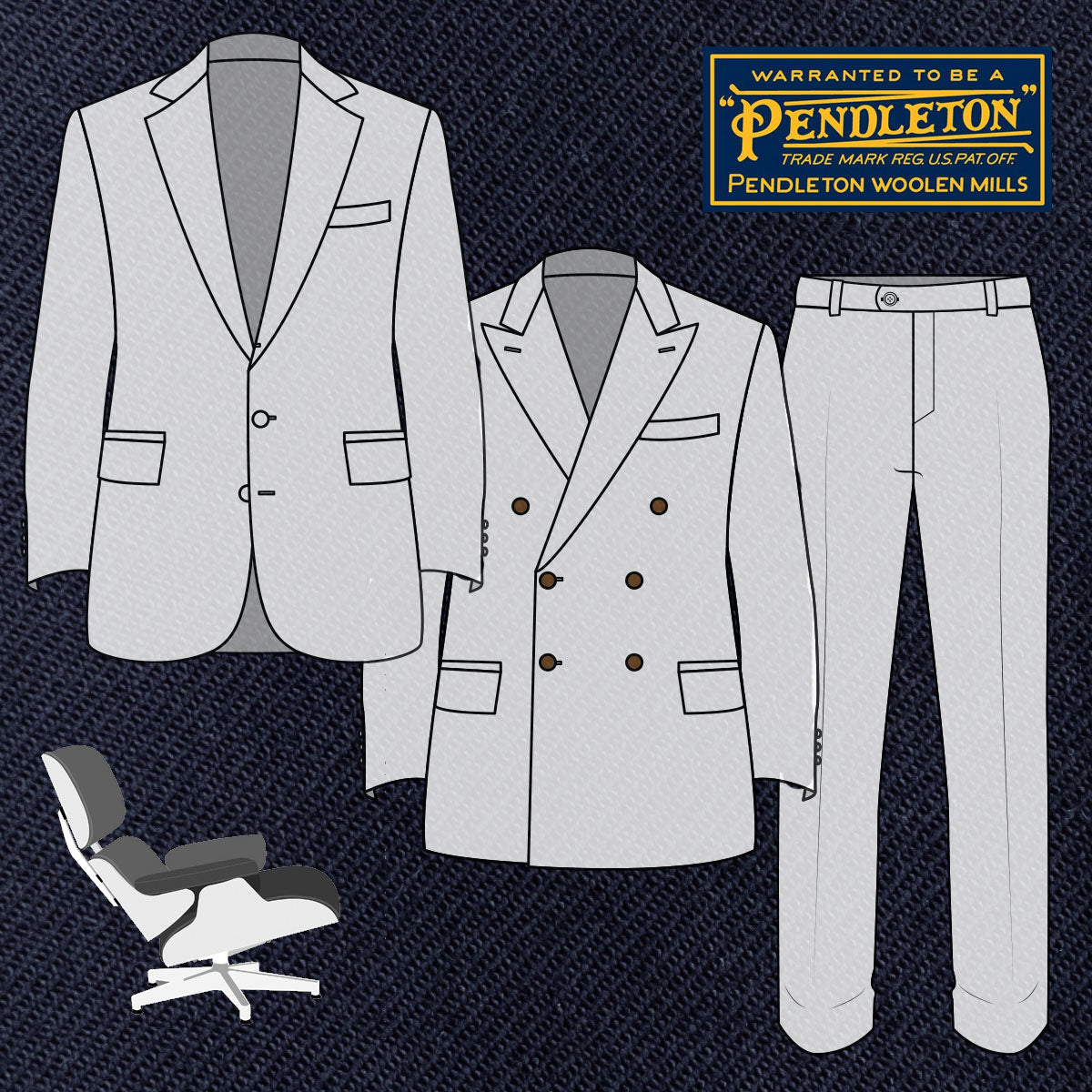 Custom Suits & Sportcoats Pendleton Navy Midcentury 9oz Wool