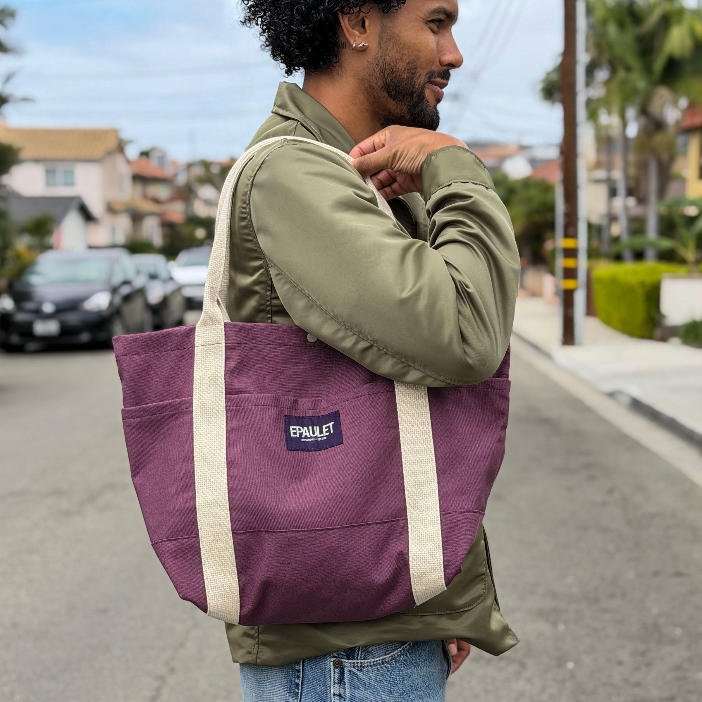 Harbor Tote Bag Raisin Duck Canvas