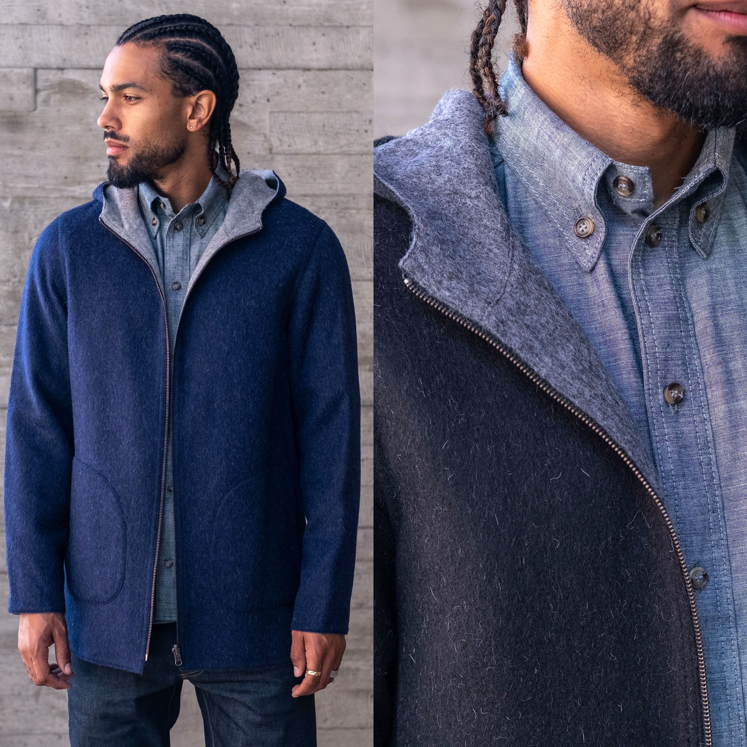 Alpaca Fully Reversible Hooded Coat