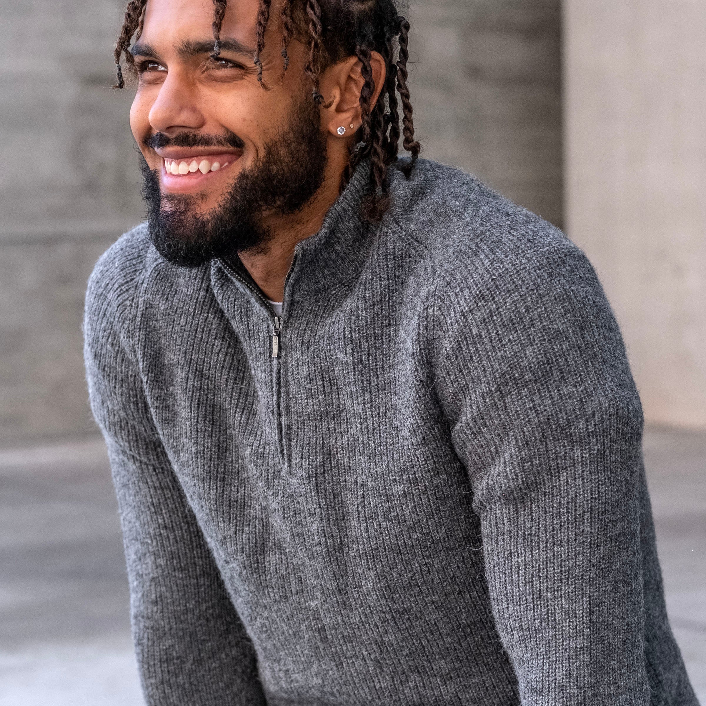 Alpaca Heavyweight Ribbed Half Zip Sweaters