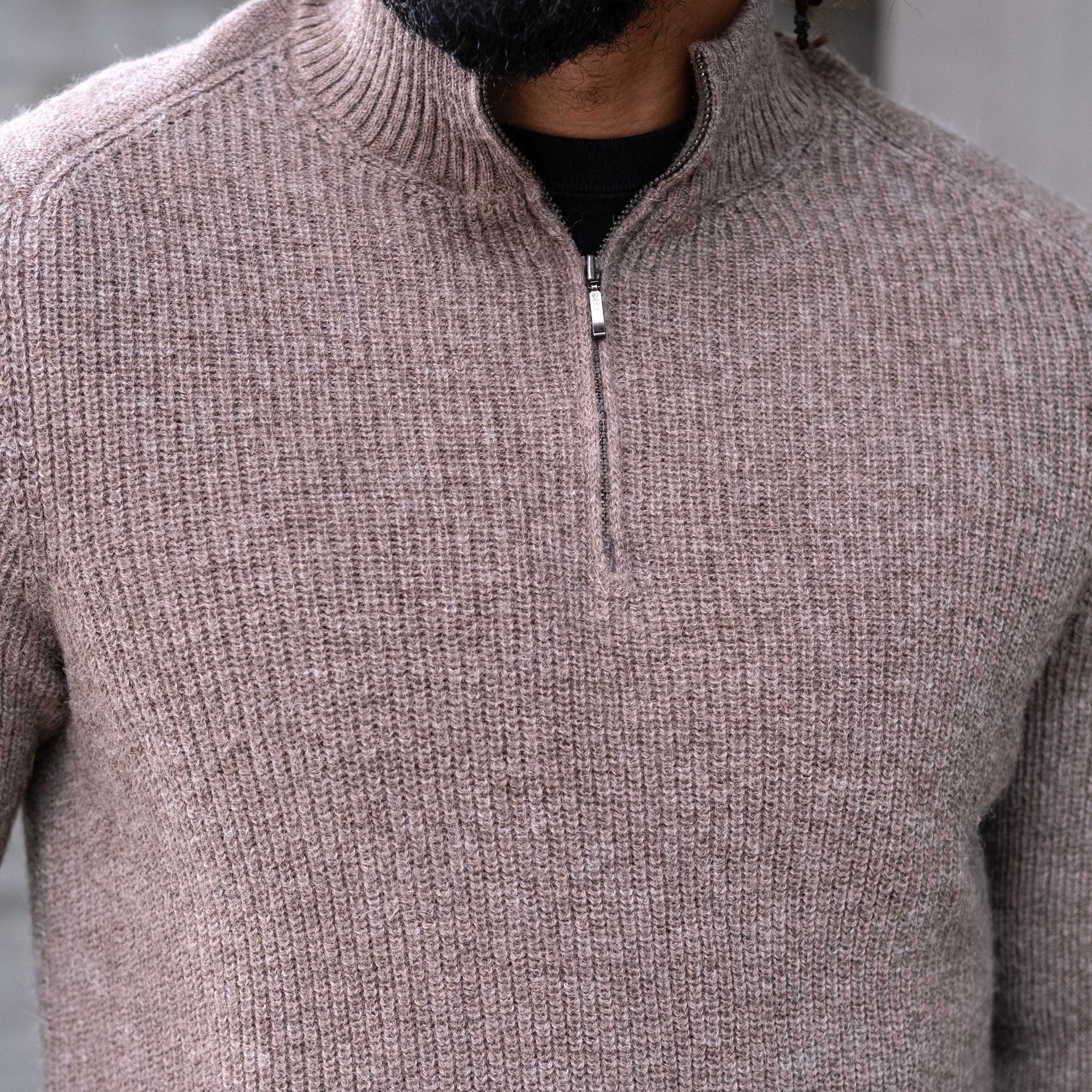 Alpaca Heavyweight Ribbed Half Zip Sweaters