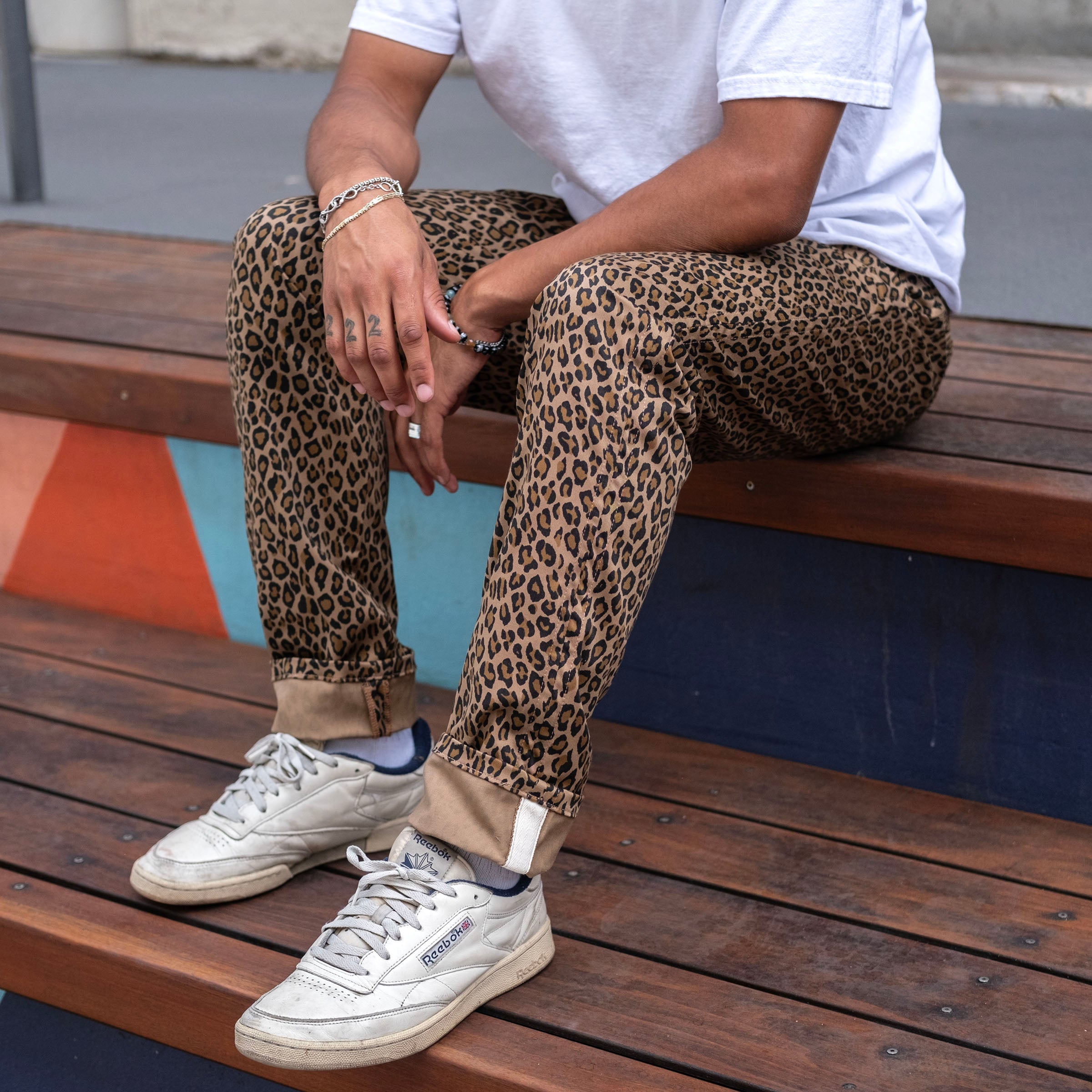 Rivet Chino Cheetah Print Pima Cotton