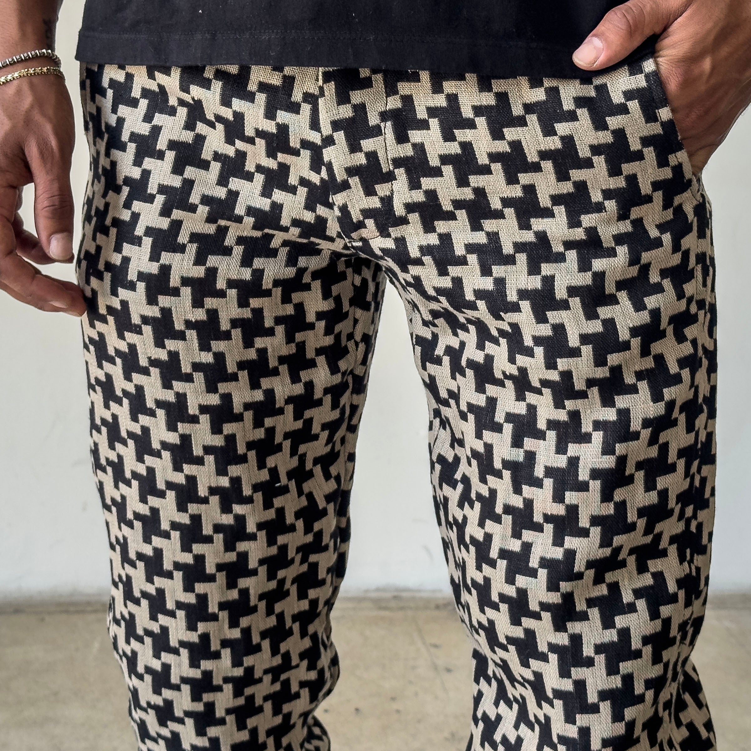 Rivet Chino Hattori Heavyweight Linen Khaki & Charcoal Stars