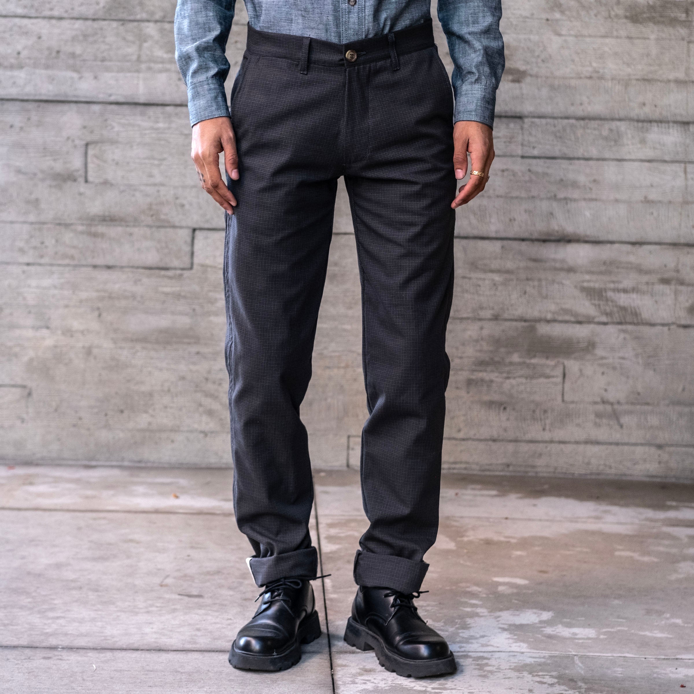 Rivet Chino DiPray 8oz Cotton Storm Grey Check