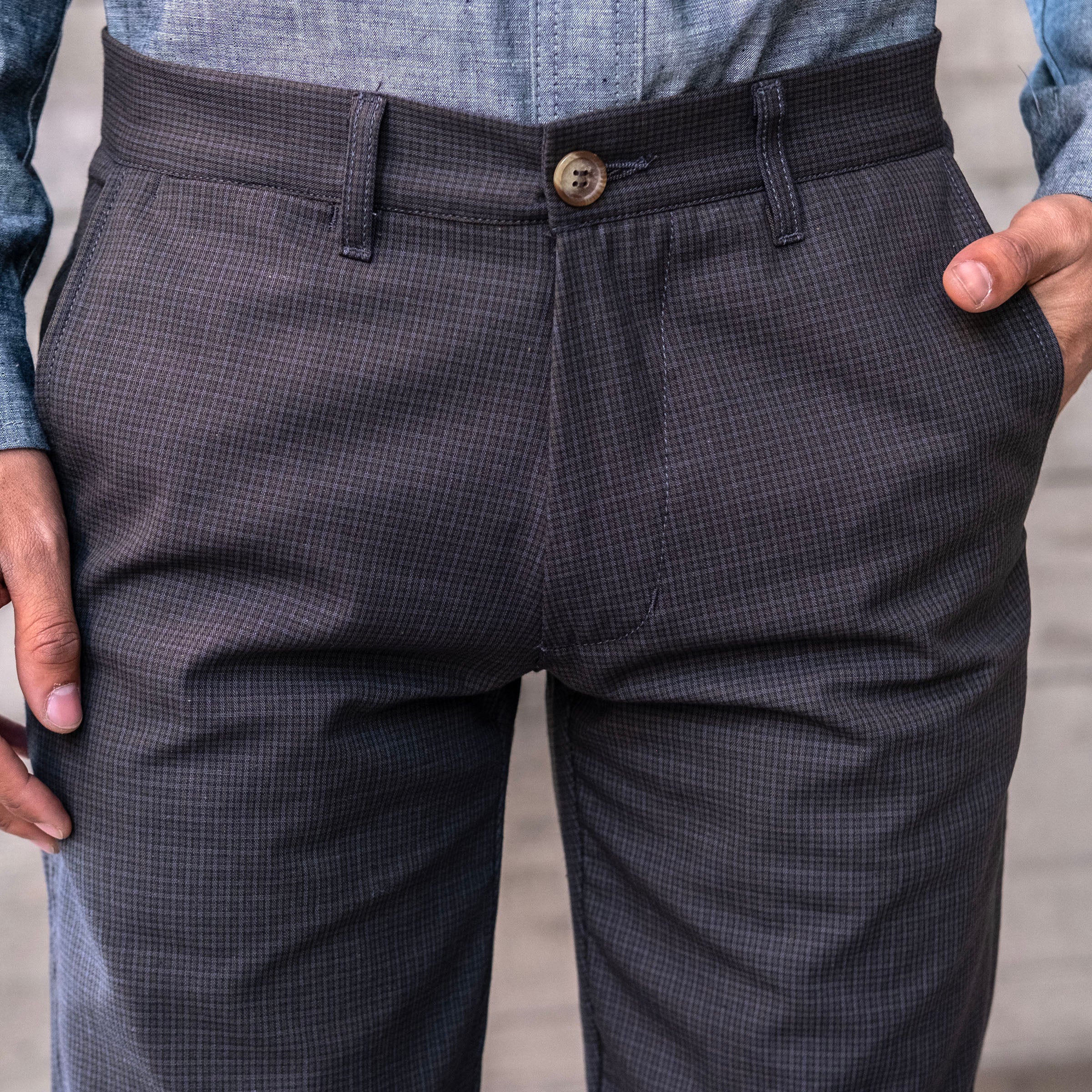 Rivet Chino DiPray 8oz Cotton Storm Grey Check