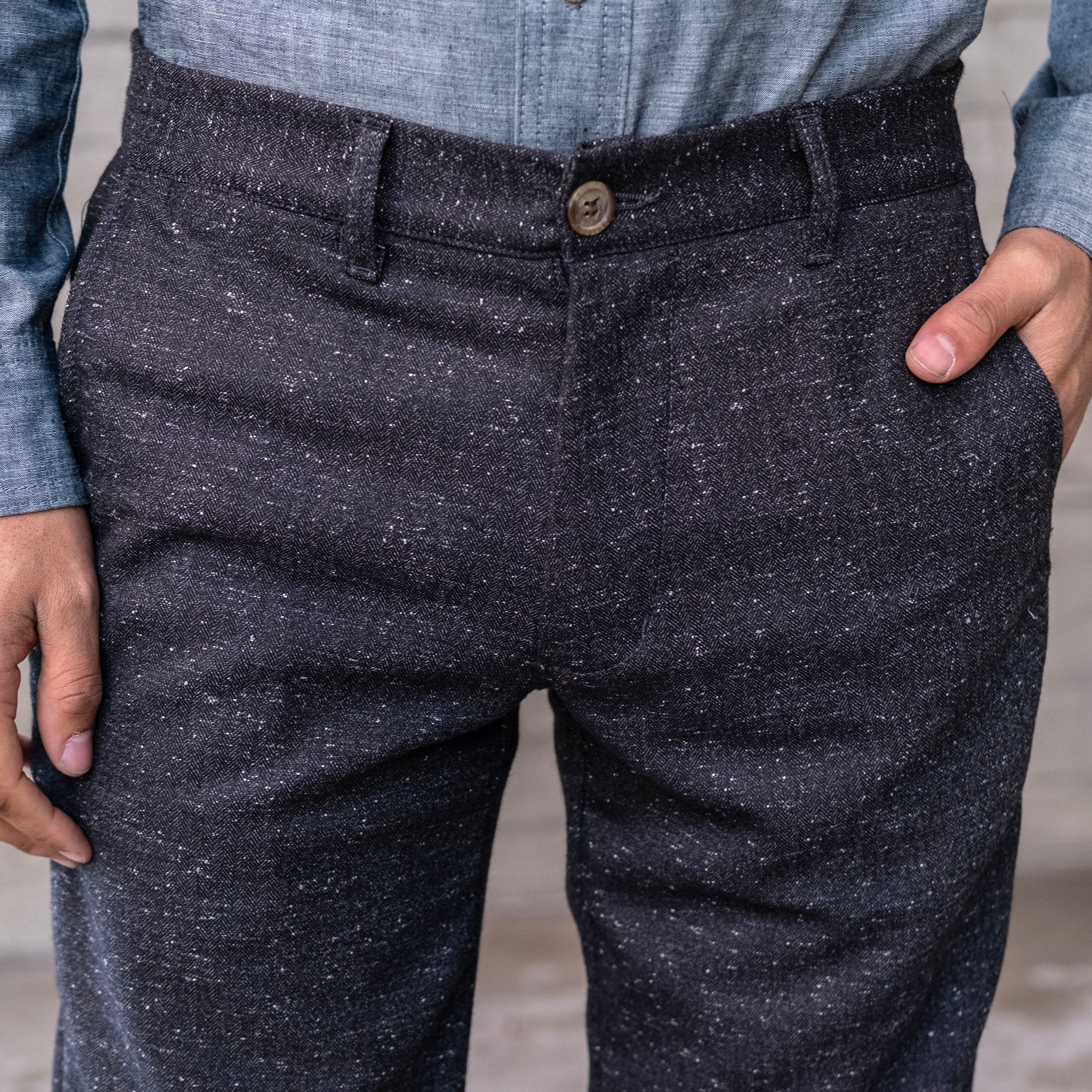 Rivet Chino Speckled Herringbone Washable Wool-Nylon