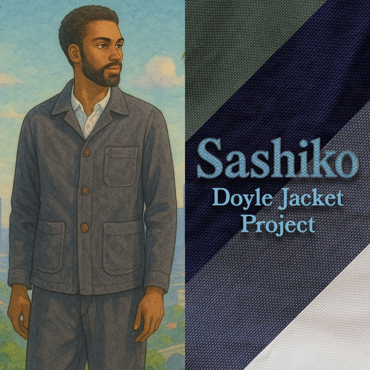 Doyle Sashiko Project: Navy, Graphite, Olive, & Natural