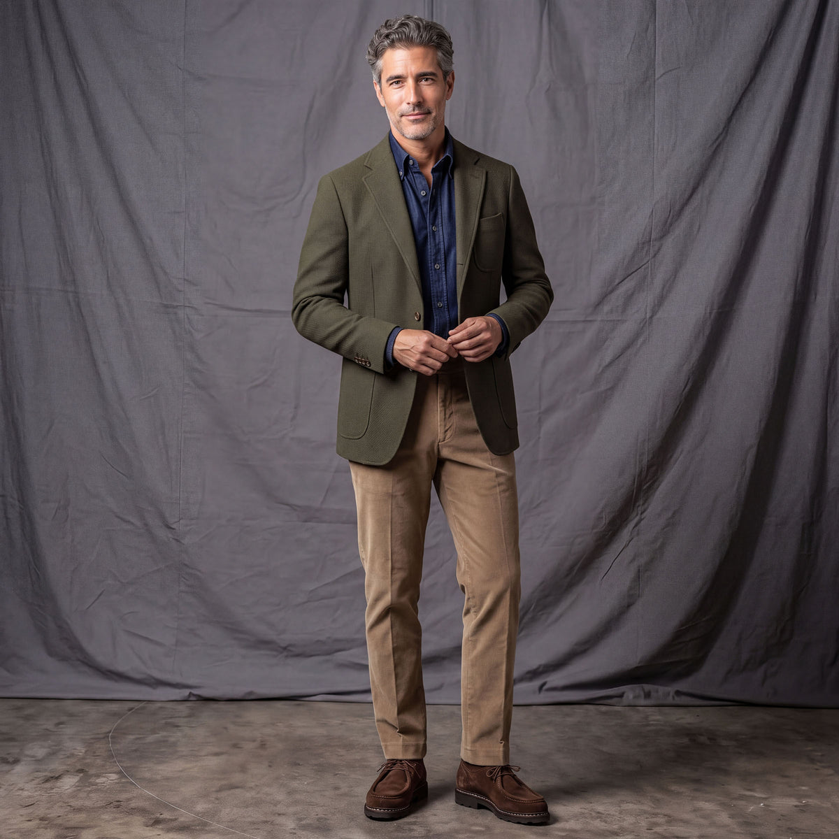 Custom Suits & Sportcoats in Japanese Olive Moss Sashiko
