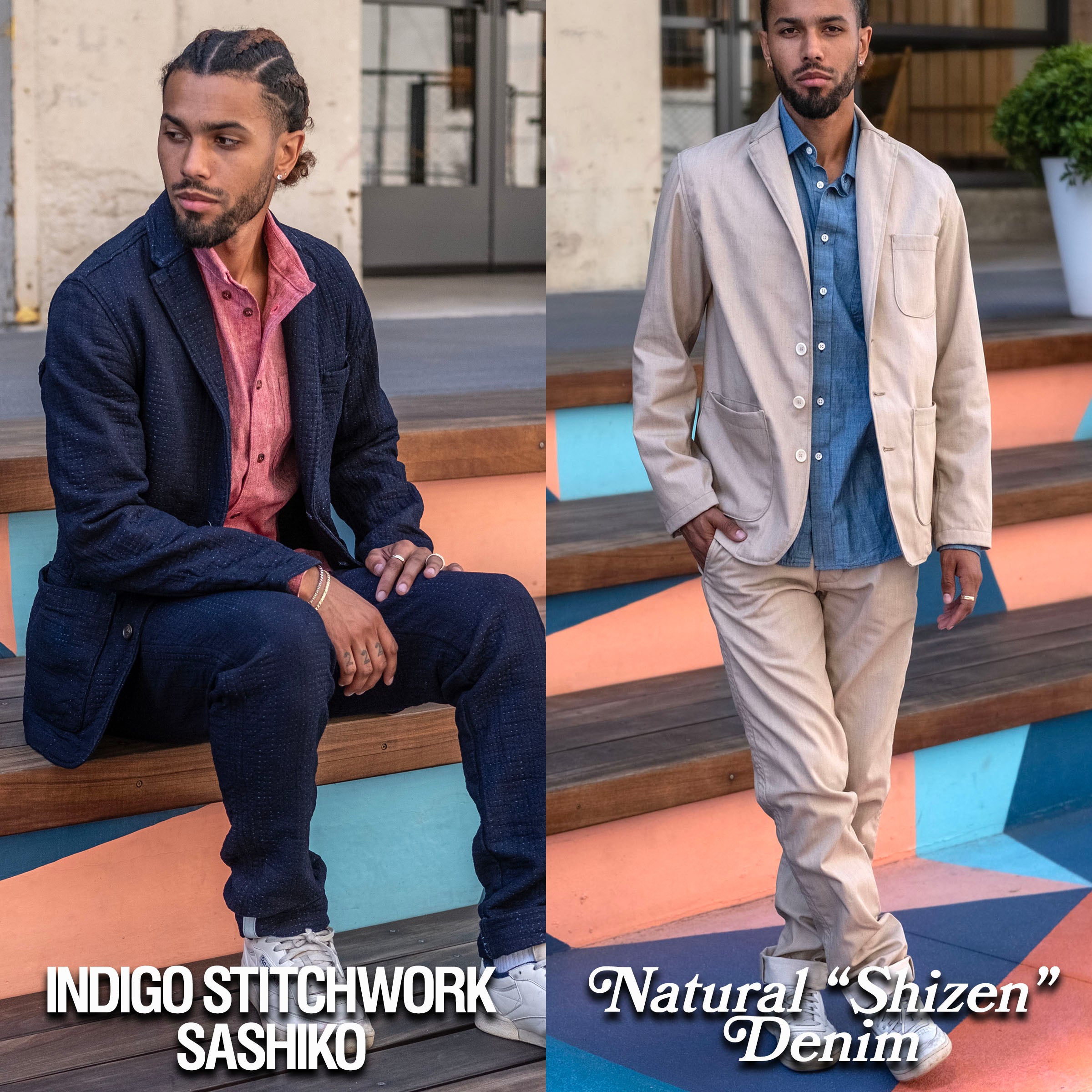 Custom Suits & Sportcoats Indigo Stitchwork Sashiko & Natural Denim