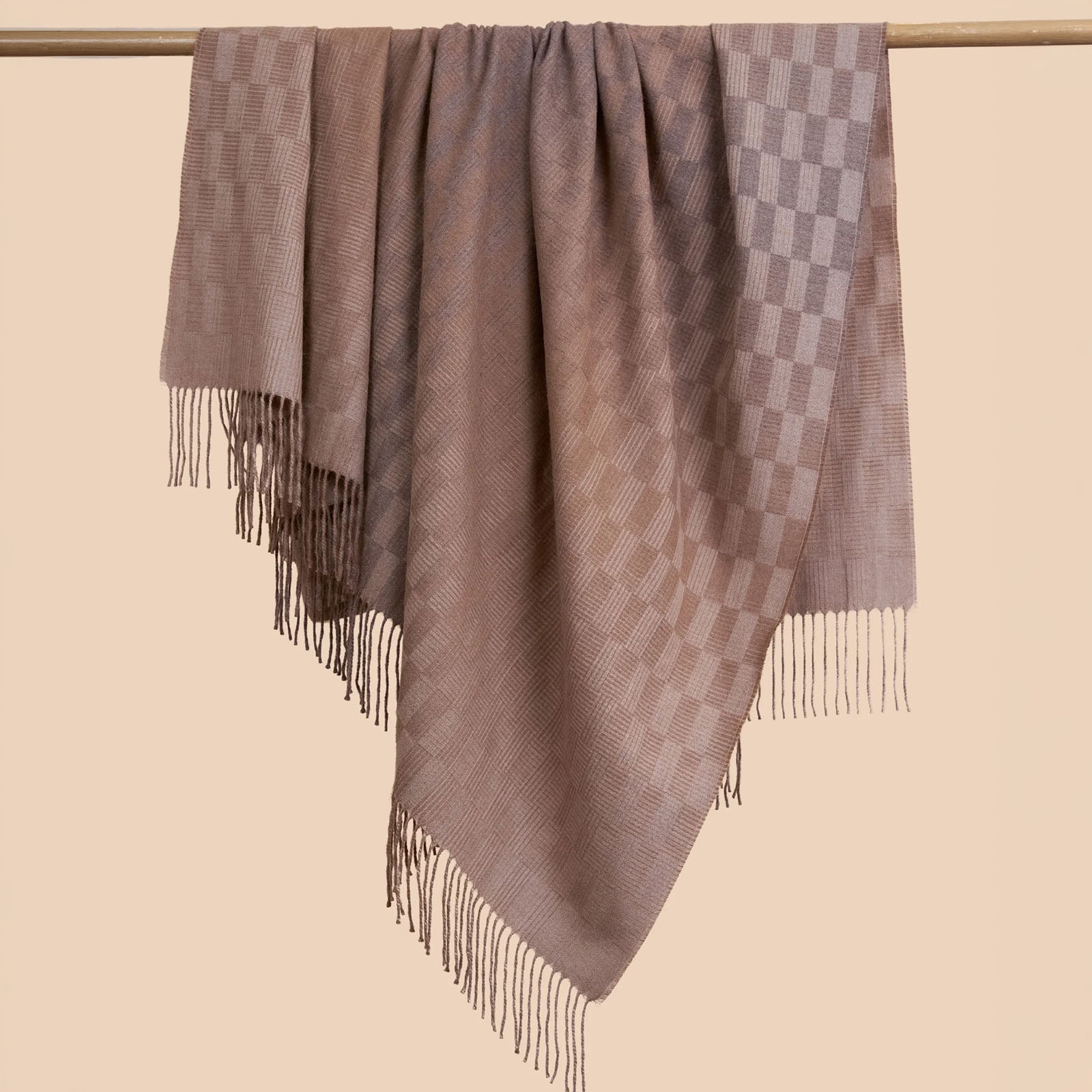 Ombre Mosaic Sateen Pure Alpaca Throw Blanket