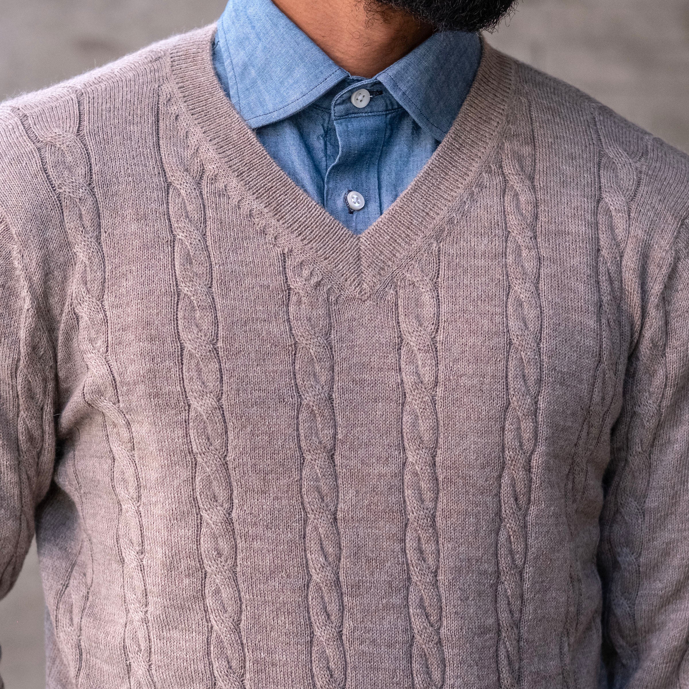 Alpaca Cableknit V-Neck Sweaters