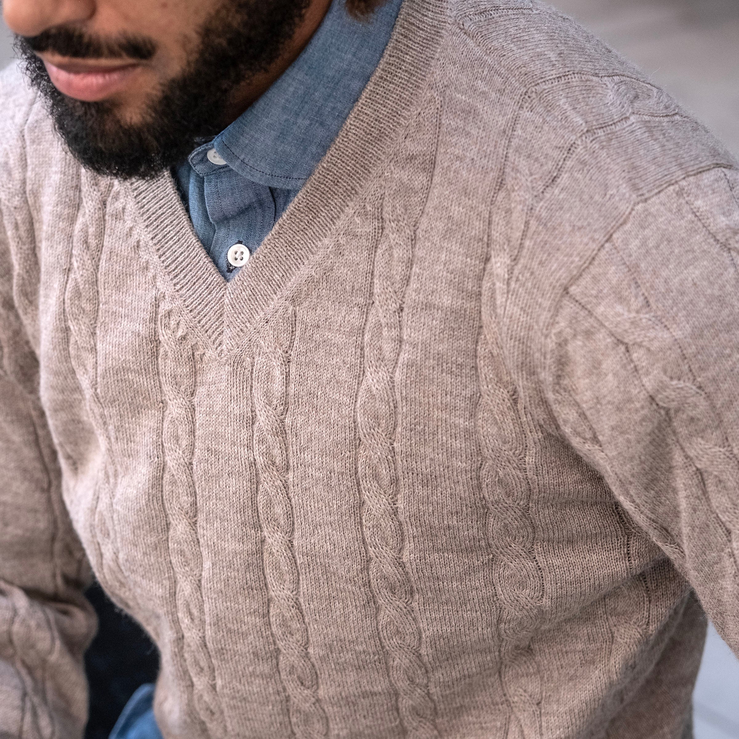 Alpaca Cableknit V-Neck Sweaters