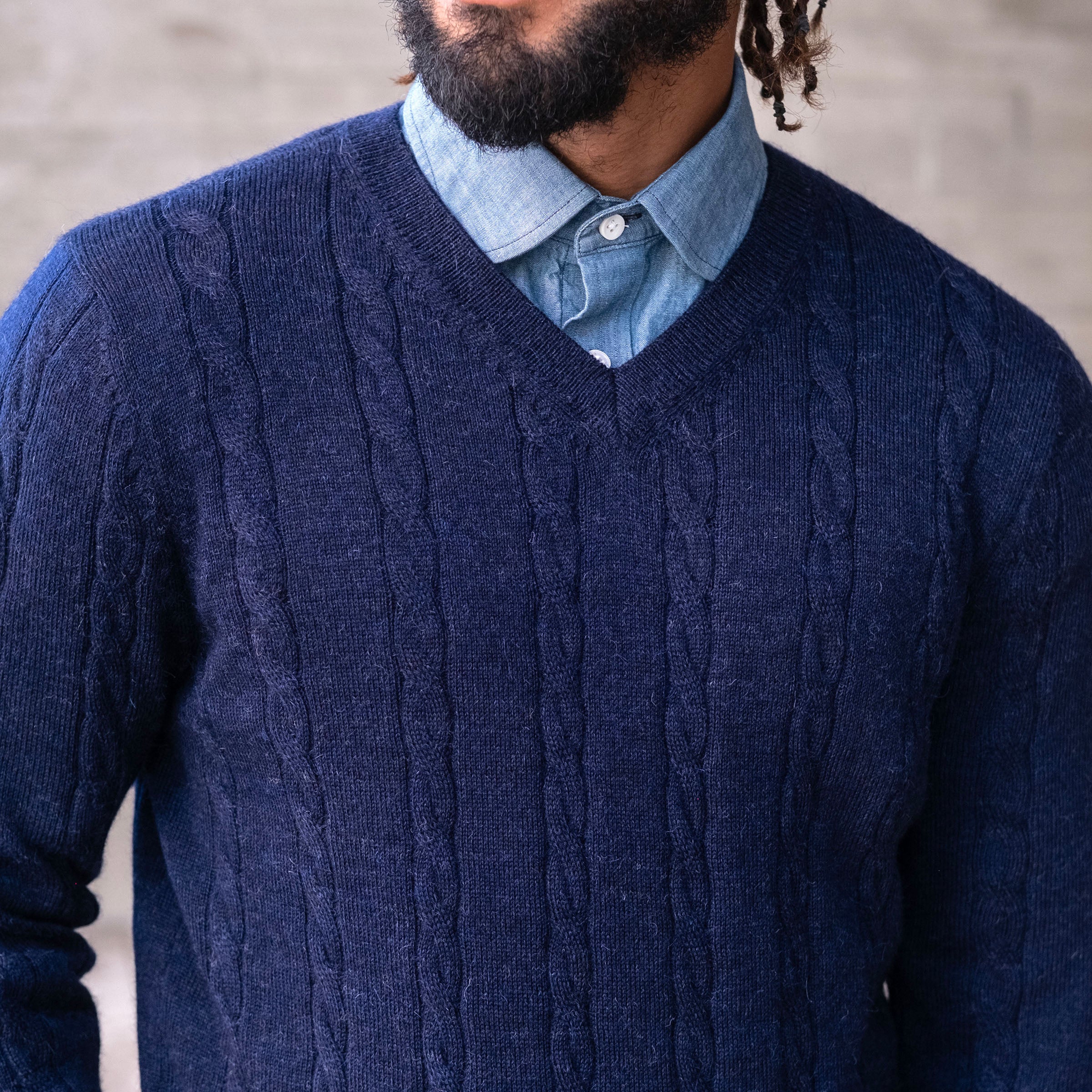 Alpaca Cableknit V-Neck Sweaters