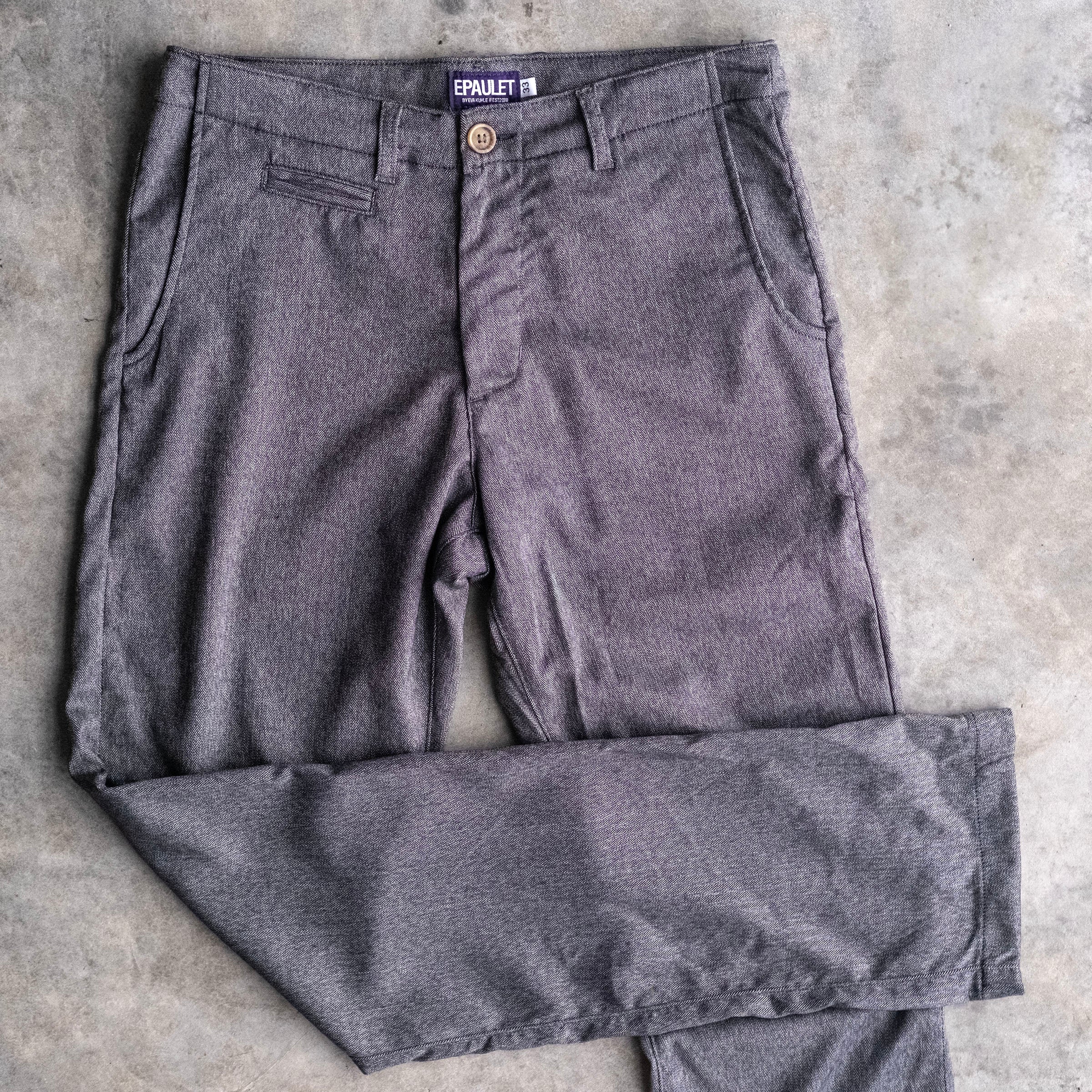 Wilhelm Chino Grey Herringbone Washable Tech Wool