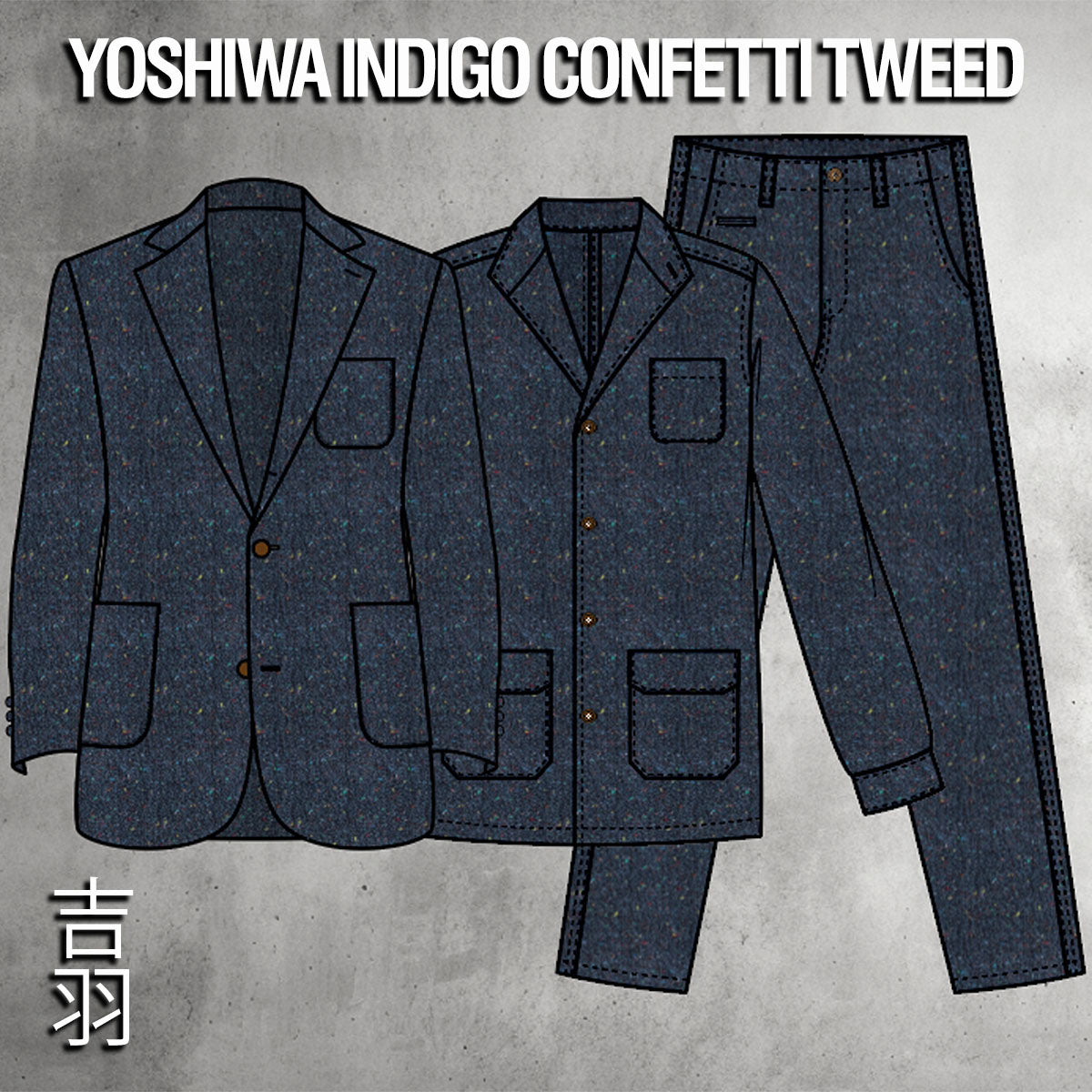 Custom Suits, Sportcoats, Doyles & Field Jackets Yoshiwa Indigo Tweed