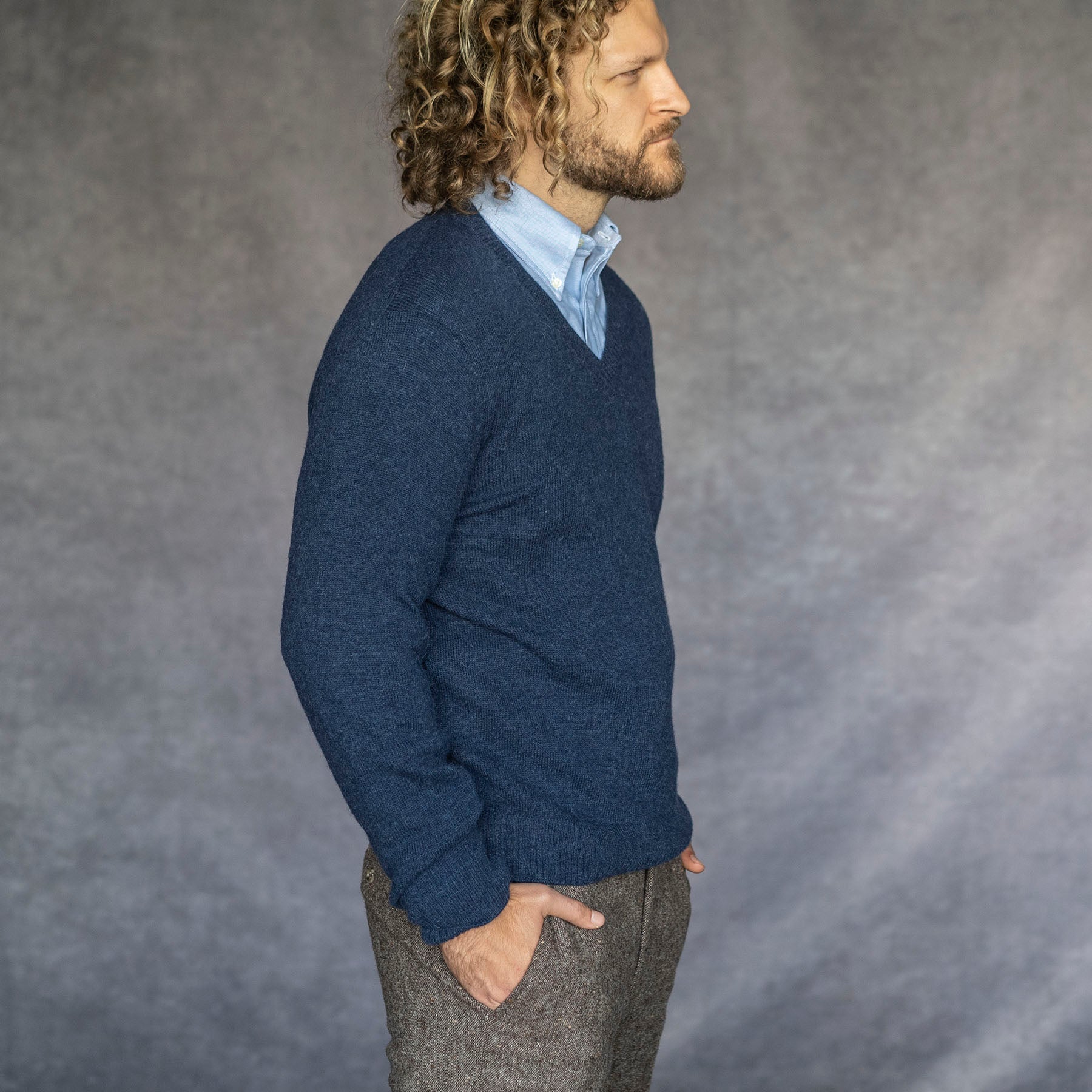 Alpaca Extrafine Knit V-Neck Sweaters