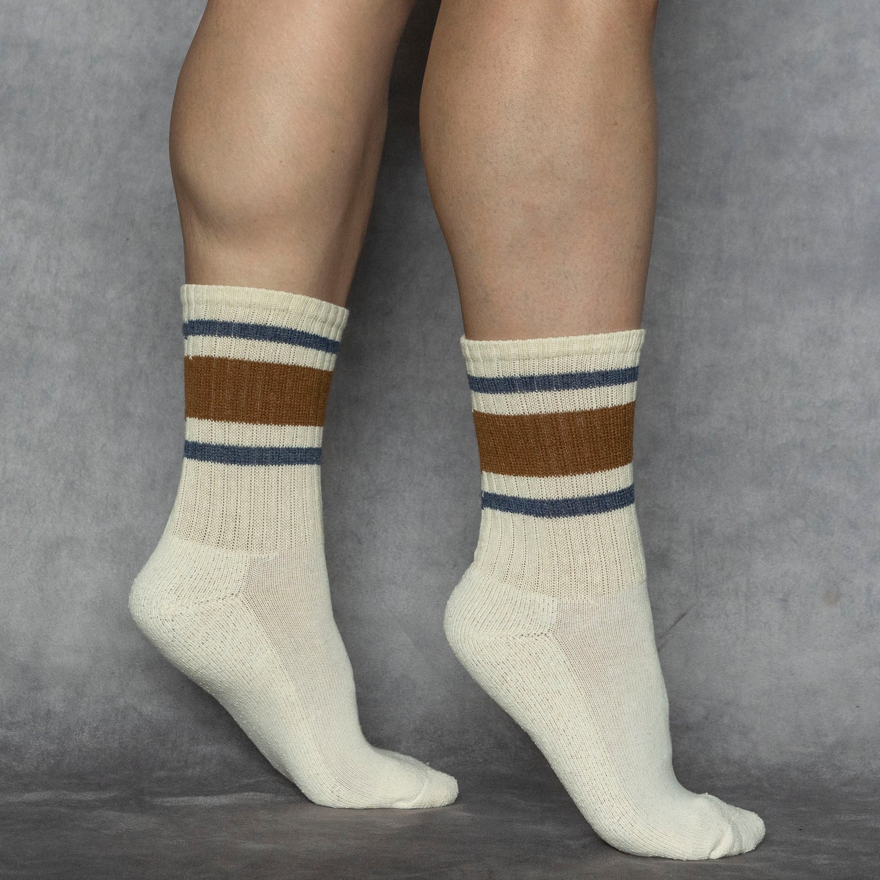 Retro Stripe Sock Tobacco & Navy
