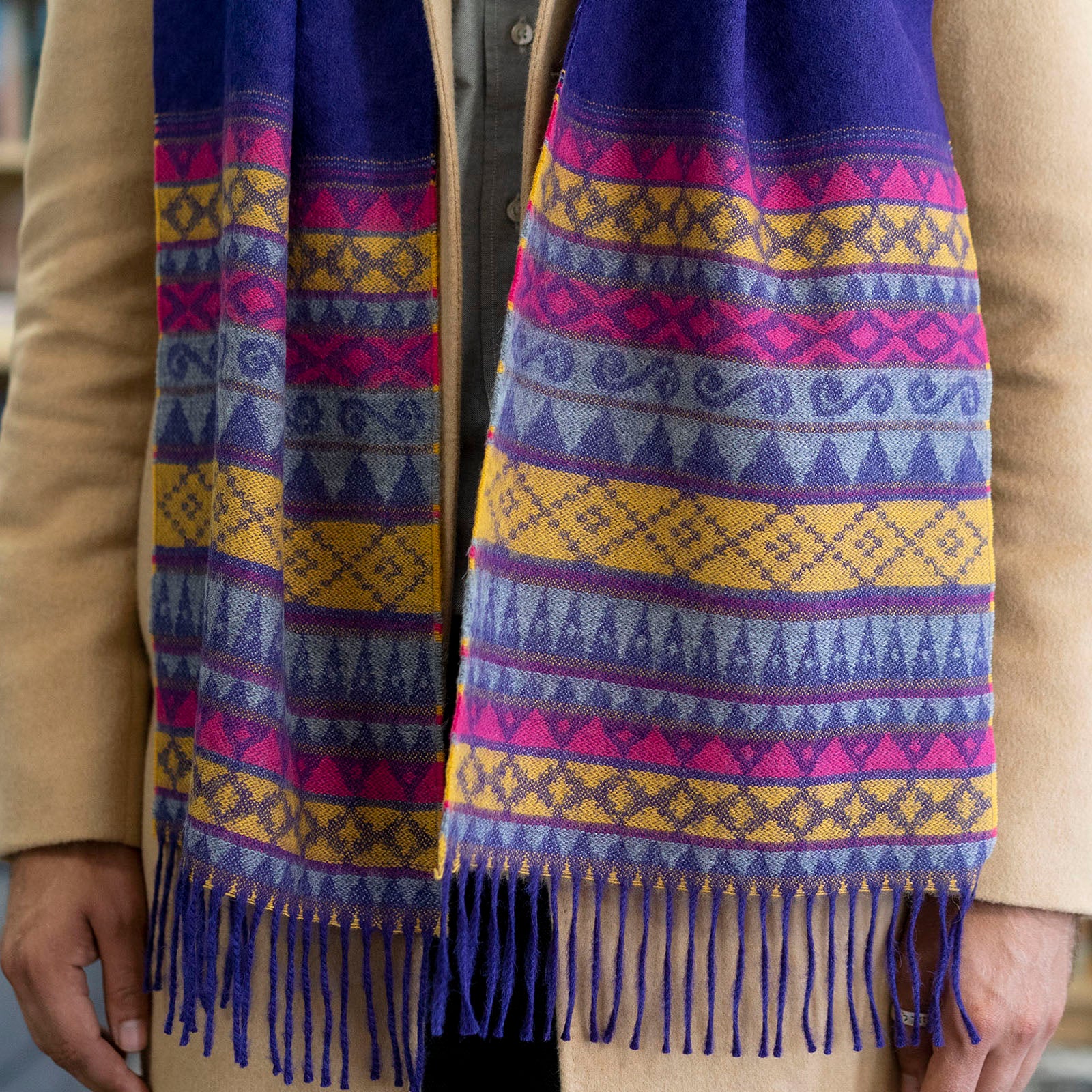 Alpaca Scarves with Peruvian Ethnic Patterns